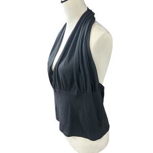 Y2K Minimalist Glam Halter Top Diana Marco Black 44/24W 3X Plus Size